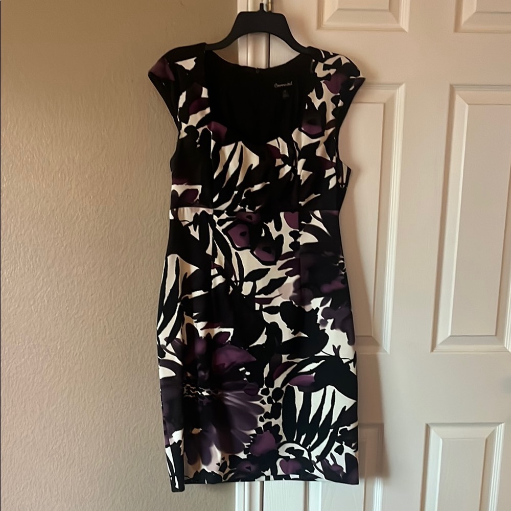 Connected Women's Black, White, and Purple Floral Dress 12